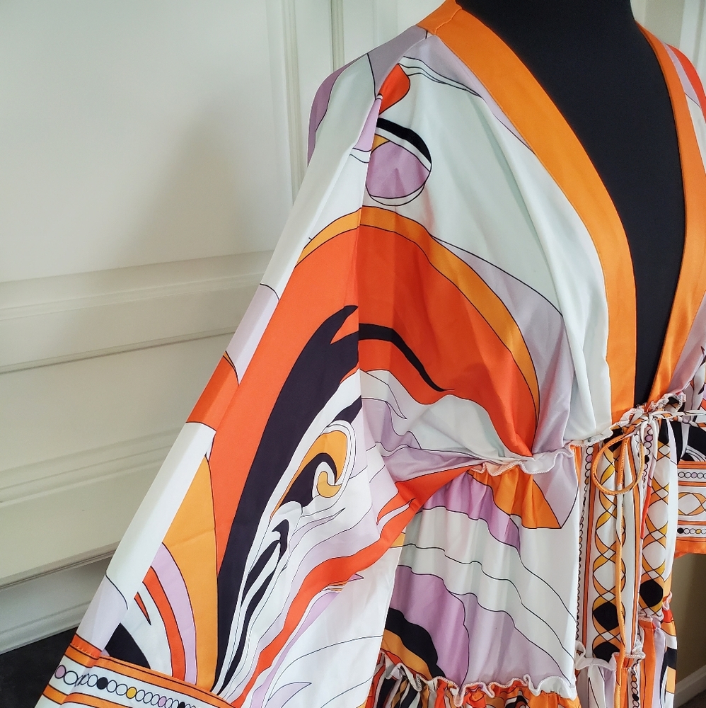 Multifunctional Pattern Print Maxi Robe Caftan - image 5